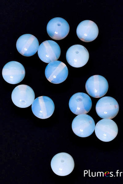 Natuursteen kralen - Ø 10 mm, gat 1 mm - lichtblauw-wit